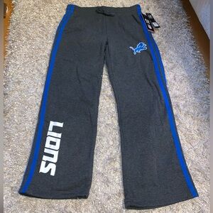 NFL Detroit Lions Gray Sweatpants with Blue Stripes size Large NWT
